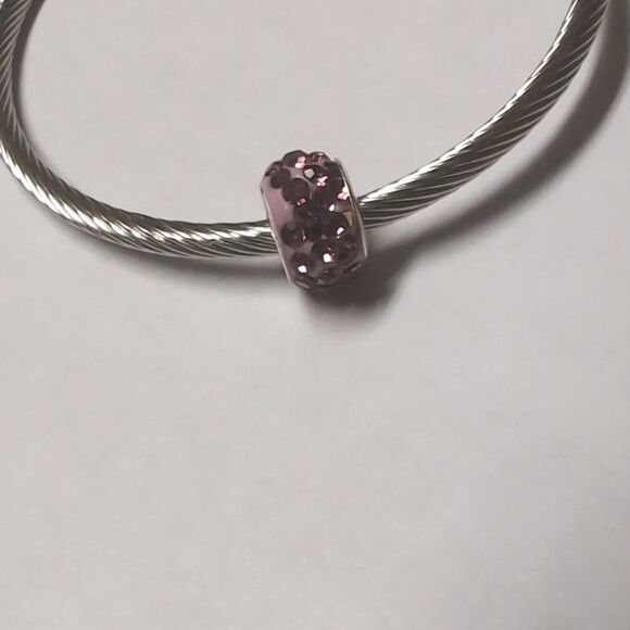 Purple Rhinestones Charm for Pandora Style Bracelet - Picture 2 of 4